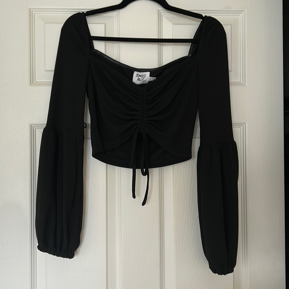 Princess Polly Crop Top with Tie Detail and Balloon Sleeve